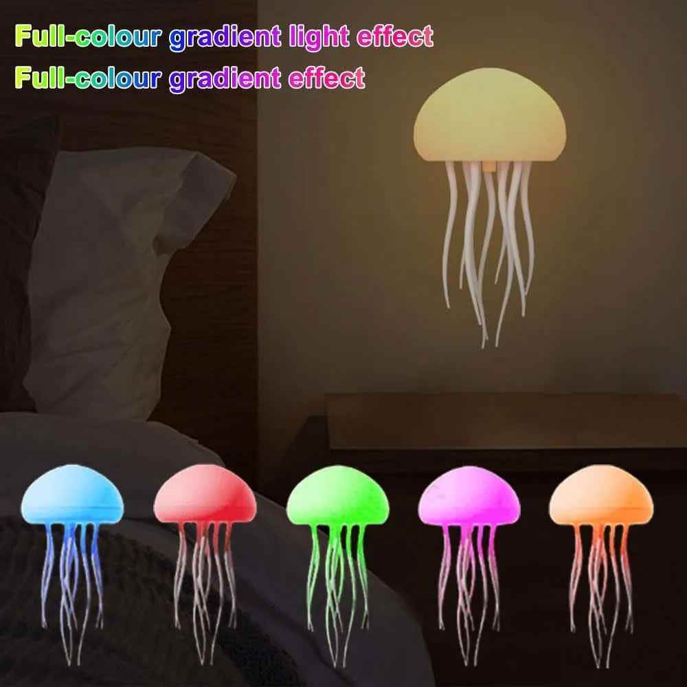 Modern Jellyfish Table Lamp USB Rechargeable Adjustable Color Changing LED Night Light with Polished Plastic Base