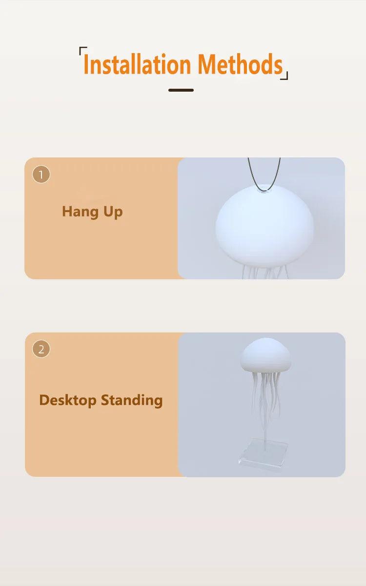 Modern Jellyfish Table Lamp USB Rechargeable Adjustable Color Changing LED Night Light with Polished Plastic Base