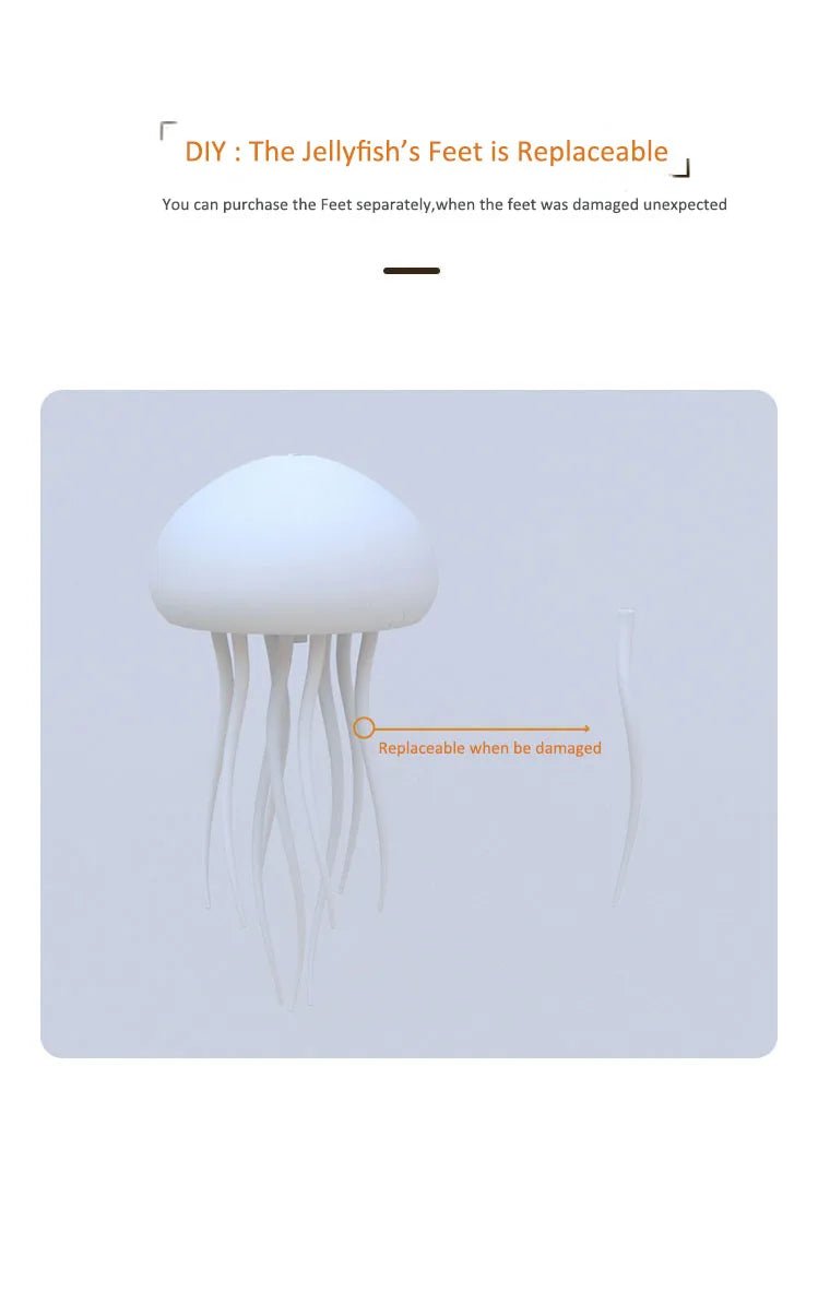 Modern Jellyfish Table Lamp USB Rechargeable Adjustable Color Changing LED Night Light with Polished Plastic Base