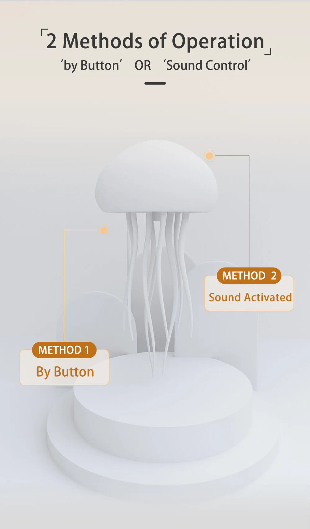 Modern Jellyfish Table Lamp USB Rechargeable Adjustable Color Changing LED Night Light with Polished Plastic Base