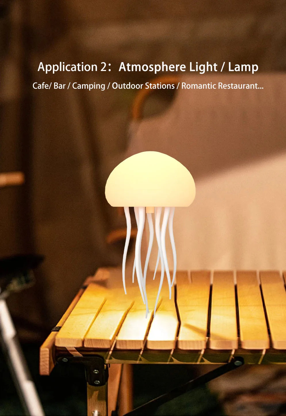 Modern Jellyfish Table Lamp USB Rechargeable Adjustable Color Changing LED Night Light with Polished Plastic Base