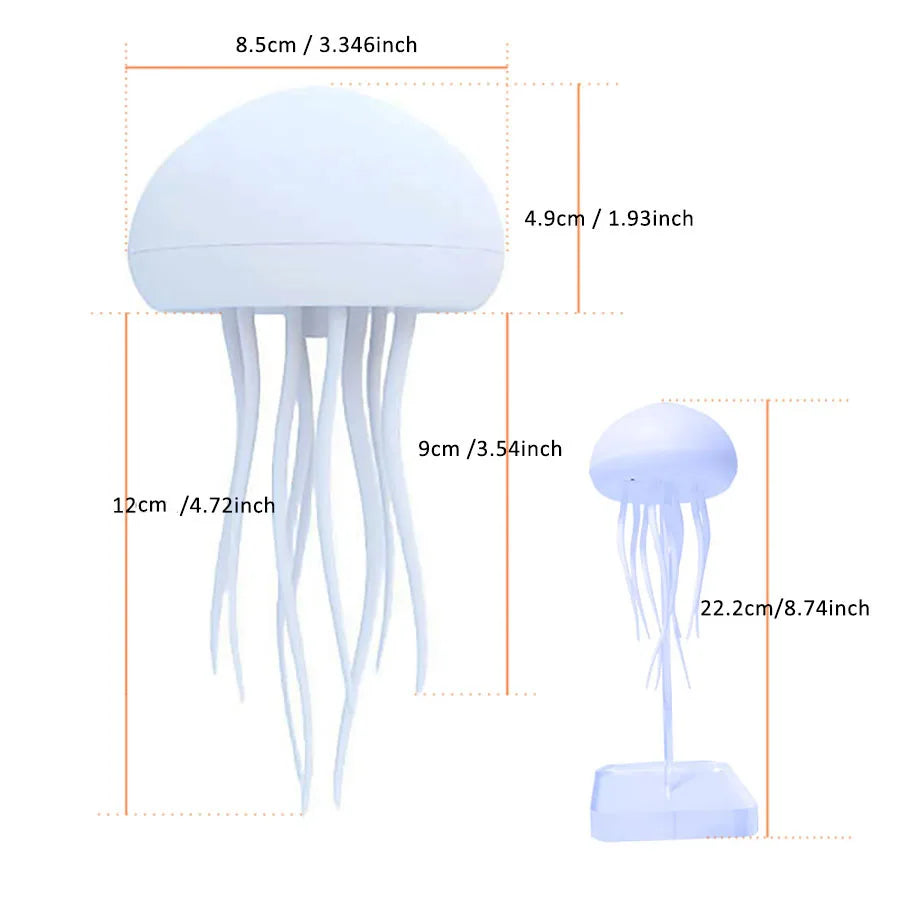 Modern Jellyfish Table Lamp USB Rechargeable Adjustable Color Changing LED Night Light with Polished Plastic Base